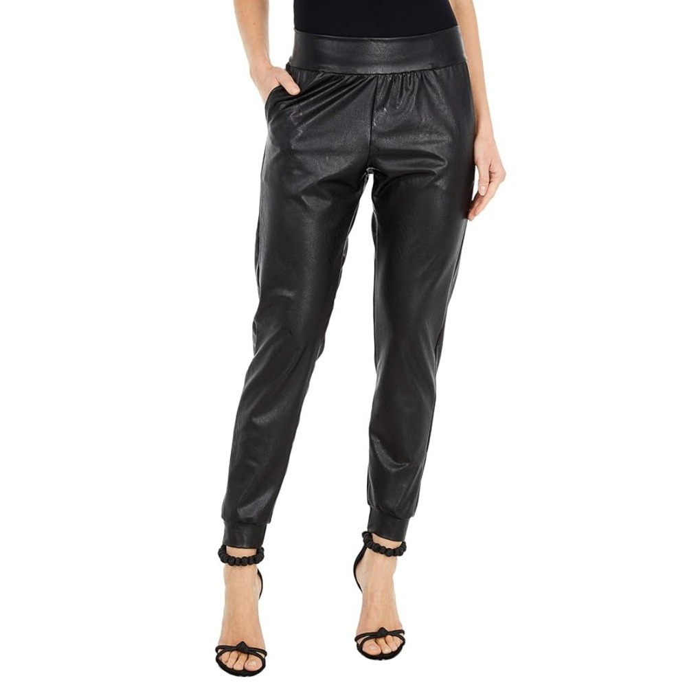 Commando Women's Black Faux Leather Jogger Pants Size Large L Pockets